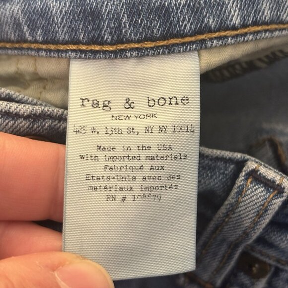 Rag and Bone Women's slim straight leg distressed jeans size 32 medium wash - Picture 12 of 16
